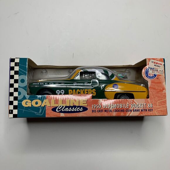 1999 Green Bay Packers 1950 Oldsmobile Rocket 88 Die-Cast Metal Coin Bank NFL - Picture 1 of 12